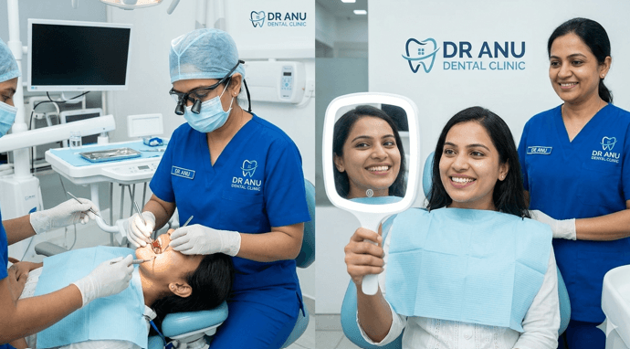 Dr. Anu providing gentle dental care at Dr. Anu's Dental Care clinic in Madhurawada
